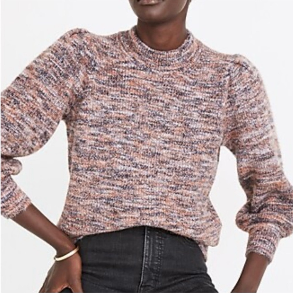 Madewell Crew Neck 3/4 Sleeve Sweater with Puff Shoulders